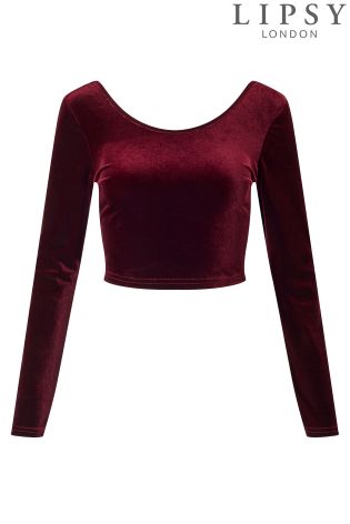 Lipsy Velour Crop Top